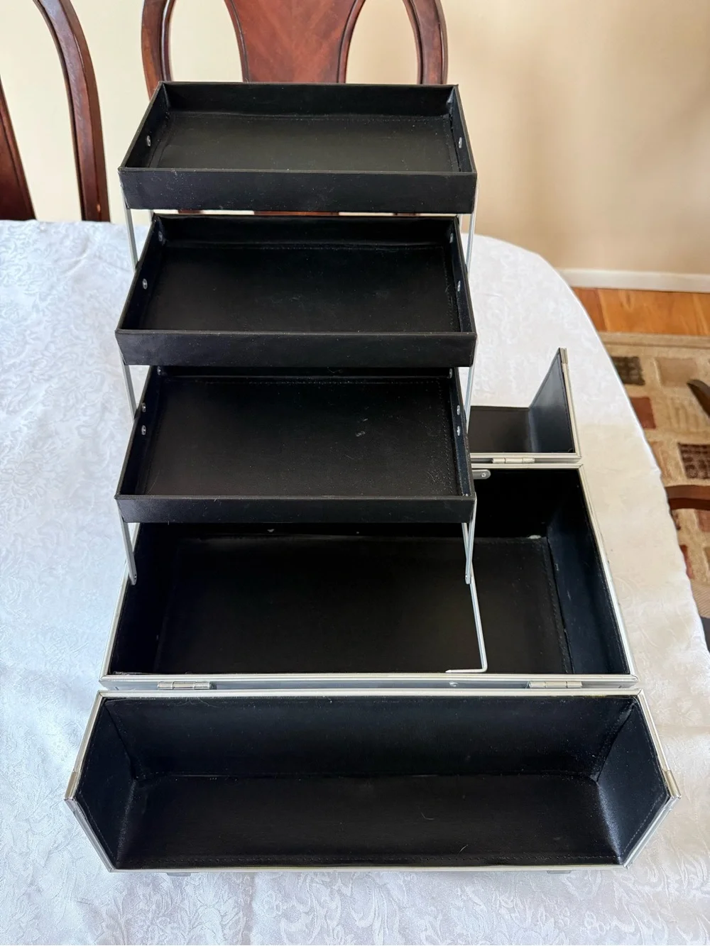 Arbonne Black Fold-Out Multi-Tier Makeup Organizer